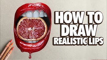 How to draw glossy lips - tutorial - FULL drawing process