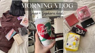 Morning Vlog | Breakfast + @SHEINOFFICIAL Haul + Sephora Haul | Aesthetic silent vlog