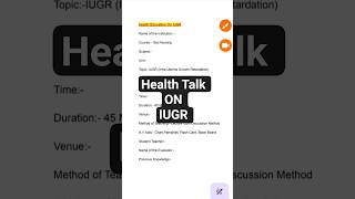 Health Talk On IUGR #healtheducation #healthtalks