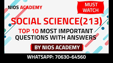 NIOS CLASS 10 SST IMPORTANT NOTES | NIOS CLASS 10 SOCIAL SCIENCE MCQs