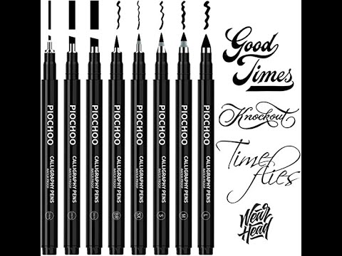 Piochoo Calligraphy Pens,8 Size Calligraphy Pens for Writing,Brush Pens  Calligraphy Set for Beginners, Hand Lettering Pens