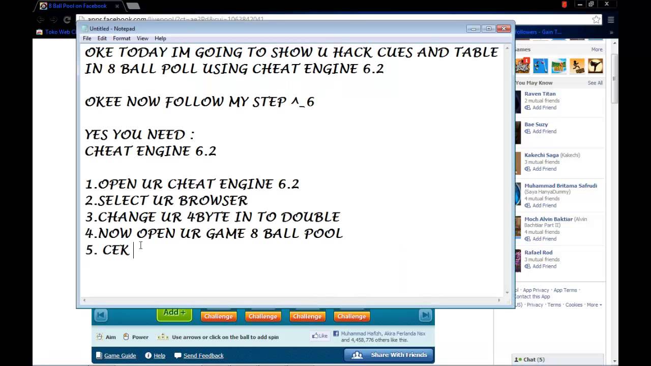 Cheat Engine 6.2 8 Ball Pool Hack Stick - YouTube