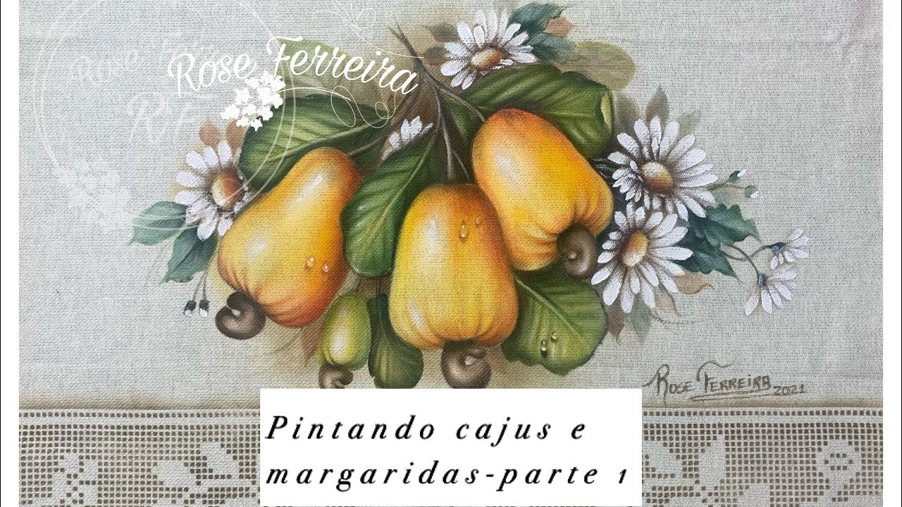 Pintando cajus e margaridas (pintura em tecido)