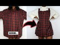 DIY Plaid Overall Dress From An Oversized Men's Shirt | Men's Shirt Refashion