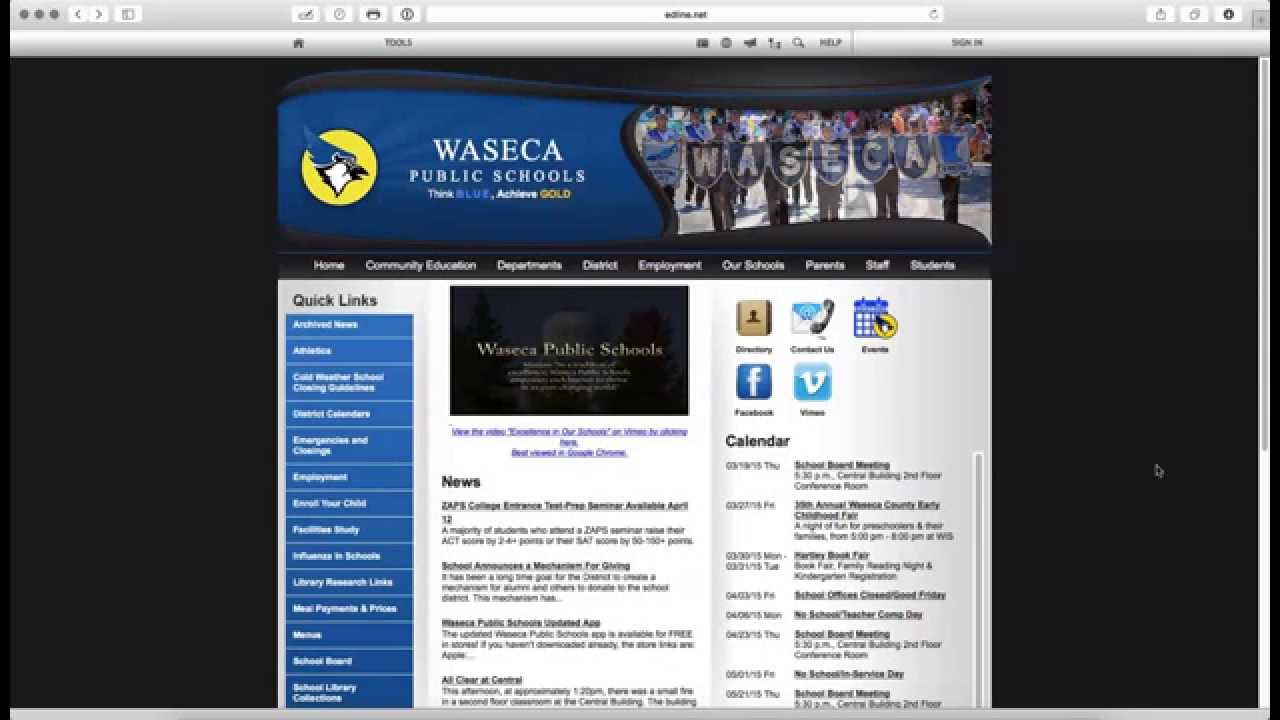 Waseca Community Education website YouTube