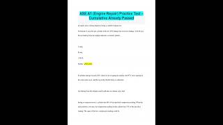 Ase A1 Engine Repair CertificATIon Exam TEST BANK 2025 2026 Questions Verified Answers