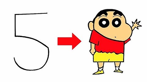 How to Draw Shinchan from number 5 | Easy Shinchan Drawing from Numbers