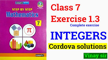 class 7 exercise 1.3 integers | chapter 1 integers |  | @vinaysir2680 | class 7 cordova soutions