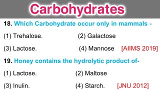 Carbohydrates MCQ || Biochemistry MCQ with Answers