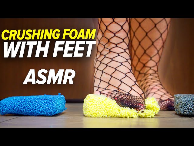ASMR | Crushing Foam with Feet 4K