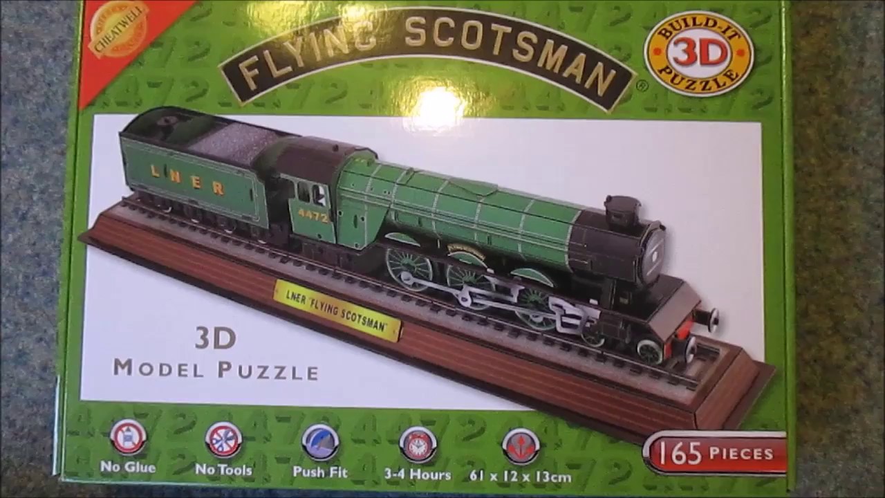 Build Your Own 3D Flying Scotsman Train Puzzle Model Jigsaw 165 Piece 