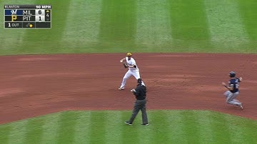 MIL@PIT: Mercer, Walker turn a smooth double play