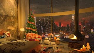 Christmas Harmony 🎄🎵 Cozy Winter NYC Ambience At Night Jazz 🎄 Music for Relax and Study
