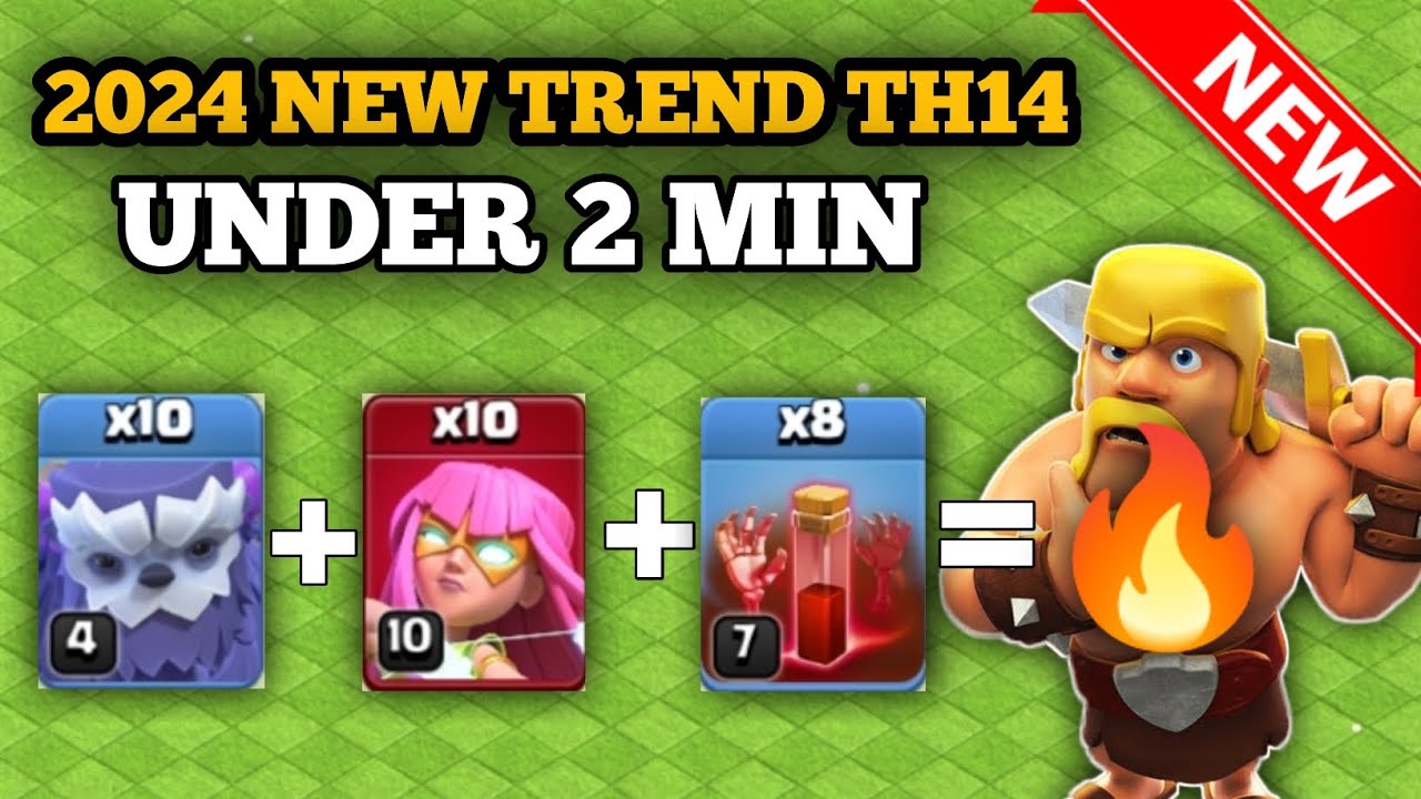 10x YETI+10x ARCHER+8x SKELETON SPELL= TH14 BASE DESTROY!!TH14 BEST ...
