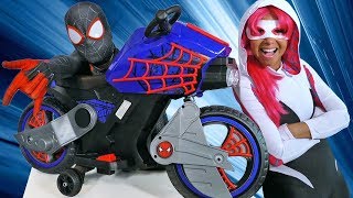 Miles Morales Spiderman Ride On Motorcycle Toy Review Konas2002