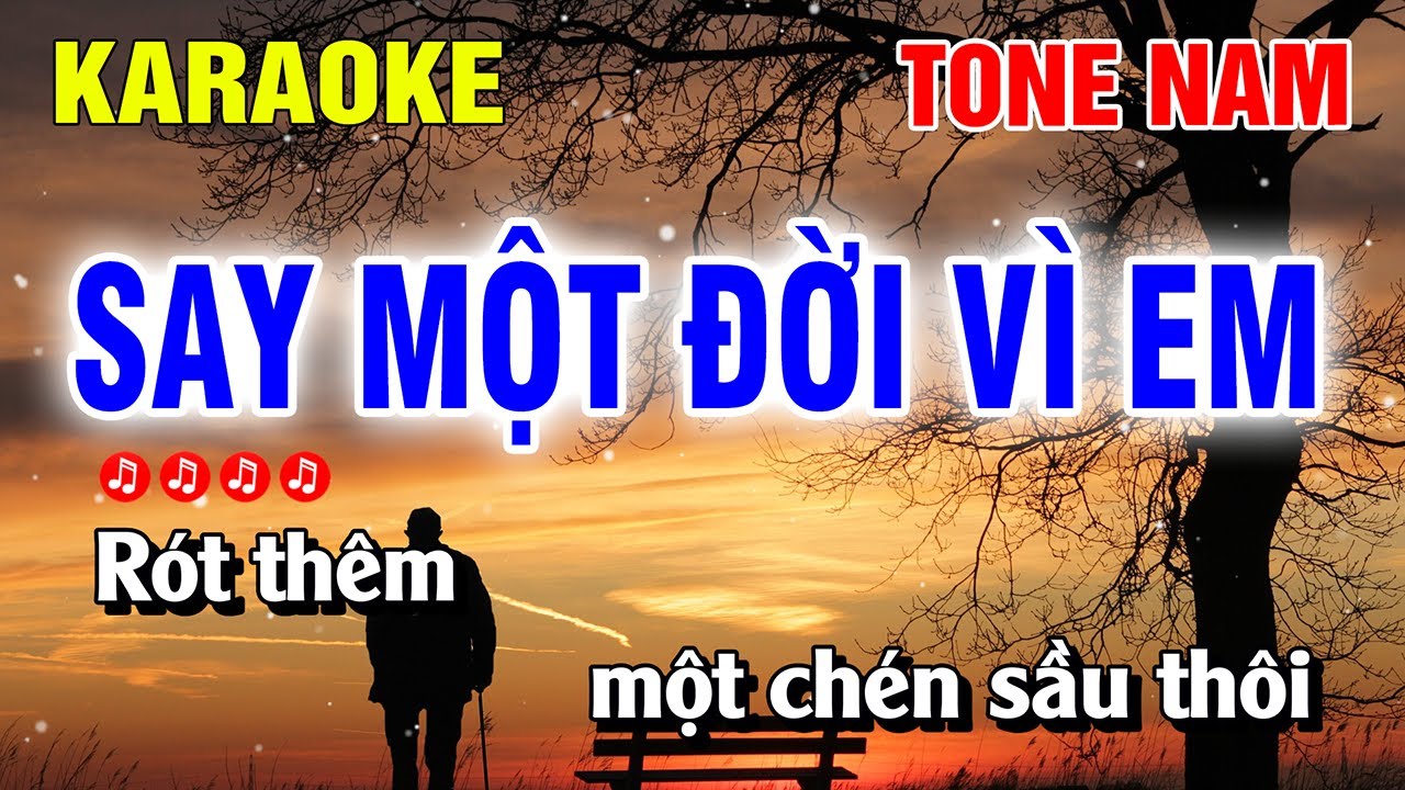 Karaoke Say Một Đời Vì Em Tone Nam Beat Hay Dễ Hát | Nguyễn Linh