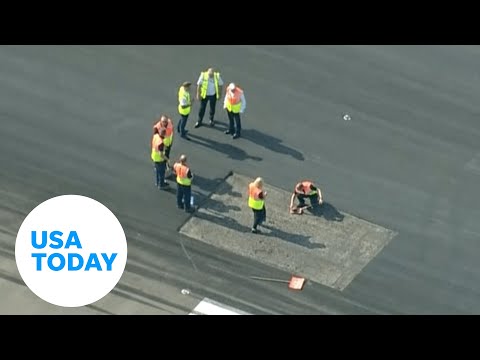 UK's highest temperature ever recorded melts tarmac at London airport | USA TODAY #Shorts