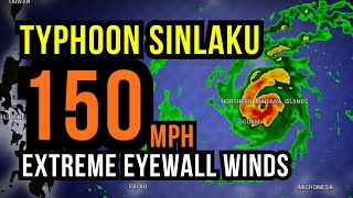 Typhoon Sinlaku Eyewall Passing Over