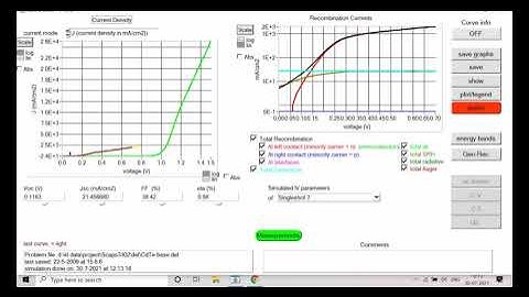 Convergence failure, IV curve not comming, absorption file, Recombination, Auger, SRH, SRV in SCAPS