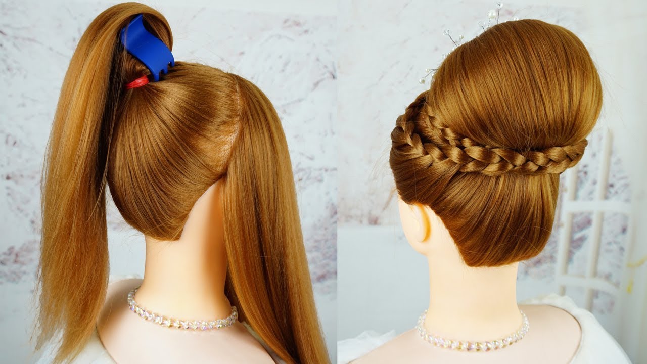 Lace Fishtail Bun Hairstyle - Braid Bun Hairstyle Easy - YouTube