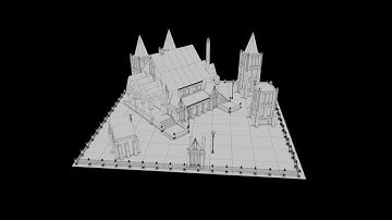 Gothic Environment Wireframe Turnaround