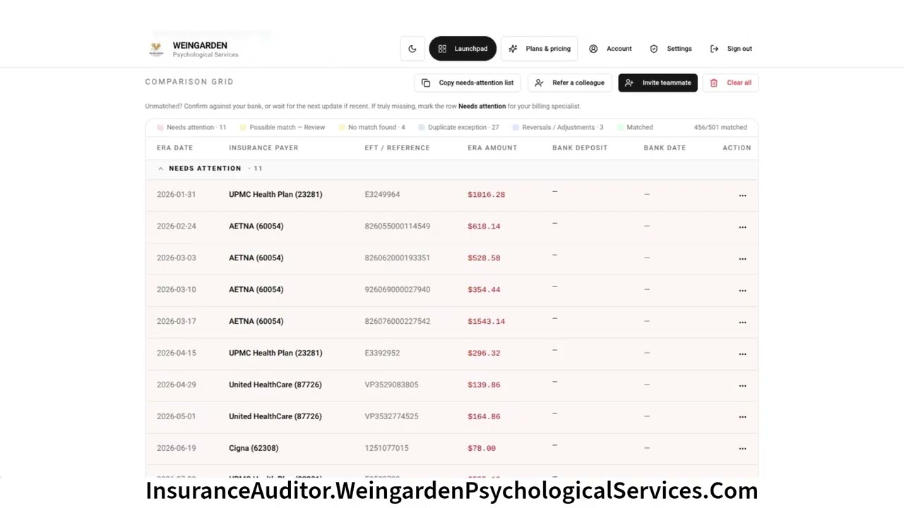 Insurance Auditor App for Private and Group Practices