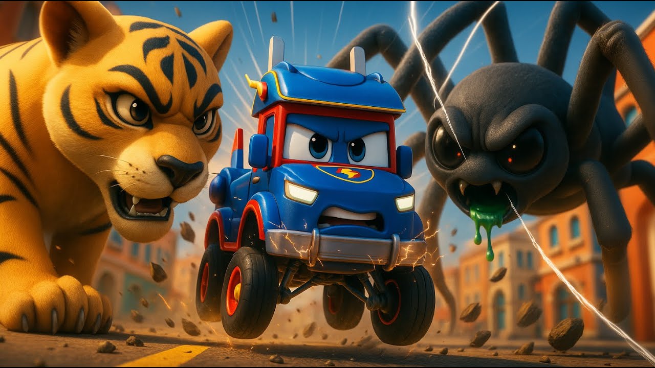 Binatang raksasa vs truk laba-laba super | Binatang untuk anak