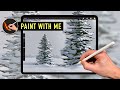 IPAD PAINTING TUTORIAL - Winter Snow Pine Tree art in Procreate