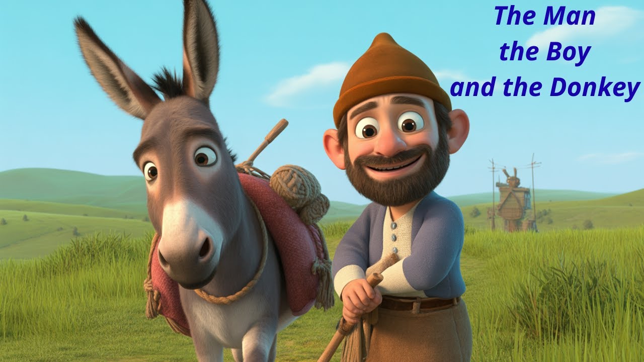 The Man, the Boy and the Donkey - Funny Story for Kids 👨🏻‍💼🧍🏻‍♂️🐎