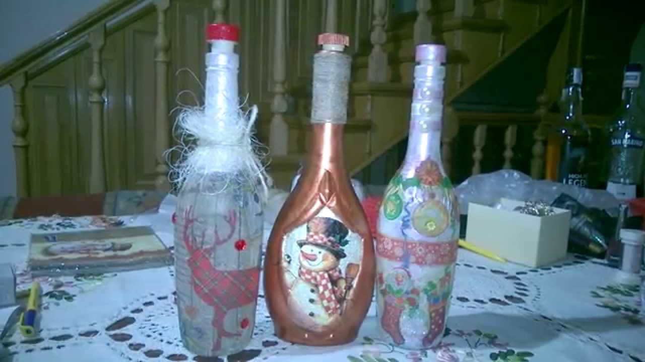 Подробно: декупаж бутылок (видео)