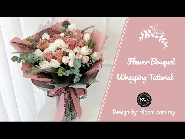 How to Wrap a Hand Bouquet Tutorial, Flower Wrapping Ideas & Technique, Cara Membuat Buket Bunga - Yo…