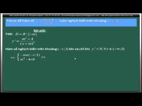Video Tìm điều kiện của m để hàm số nghịch biến trên khoảng... - youtube