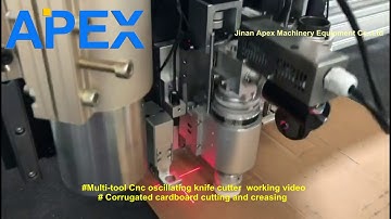 Multi tool oscillating knife cutter working video corrugated cardboard cutting and creasing