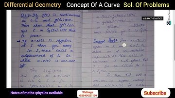 Concept of a Curve in Differential Geometry // Solution of problems  @MBMATHEMATICS