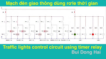 Mạch đèn giao thông dùng Timer | Traffic lights control circuit using relay