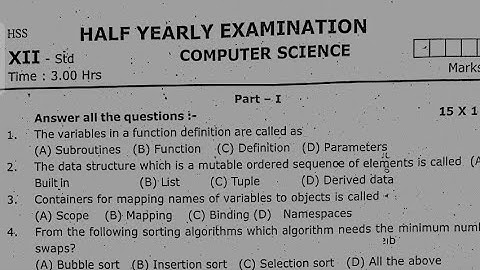 12th std computer science half yearly exam question paper | Model question paper 2025 