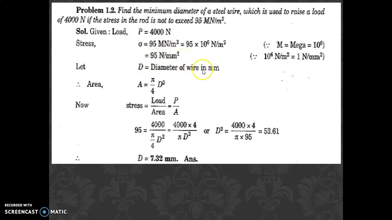 4 Numerical problems on simple stresses and strains - YouTube