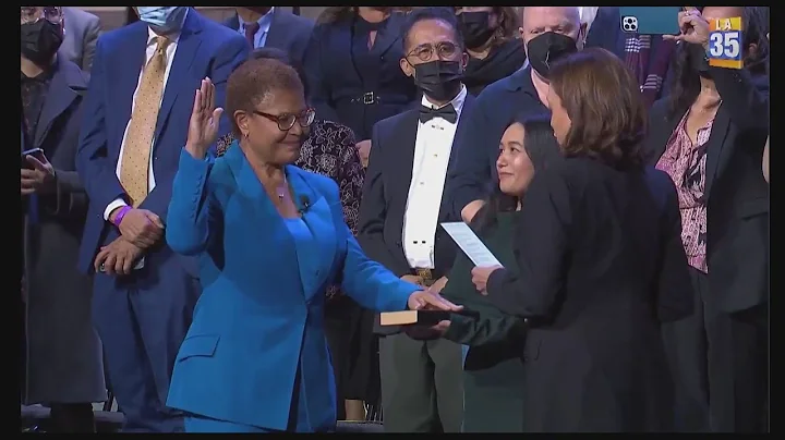 Karen Bass takes oath of office to become first fe...