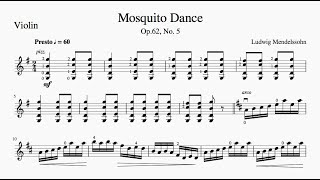 Mendelssohn Mosquito Dance for Violin. Piano accompaniment. Slow Practice.