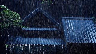 Fall Asleep in Under 3 Minutes with Strong Rain & Intense Thunder Sounds on Old Roof of Farmhouse