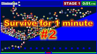 Survive for minute #2, 220 country elimination marble race game in Algodoo | Marble Factory