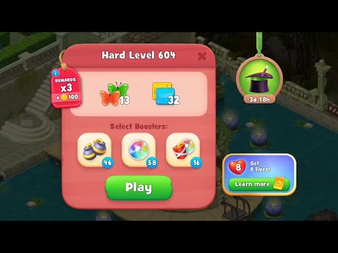 Gardenscapes Level 604 Walkthrough "No Boosters Used"