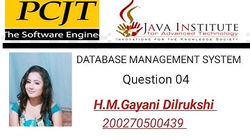 Java Institute | Database Management System | Question Set 04 | H.M.Gayani Dilrukshi