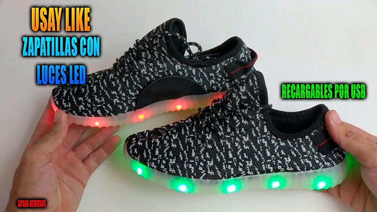 Usay - Zapatillas de con luces led con 7 colores, 4 modos y carga - YouTube