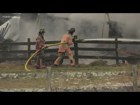 Fire crews respond to barn blaze in Columbia, Conn. - YouTube