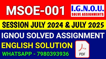 MSOE 01 solved assignment 2024-25 | MSOE 01 solved assignment 2025 | Ignou MSOE 01 in English