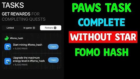 Upgrade the maximum energy level in Fomo Hash Paws New Task Solution | Paws Airdrop Mystery Quest