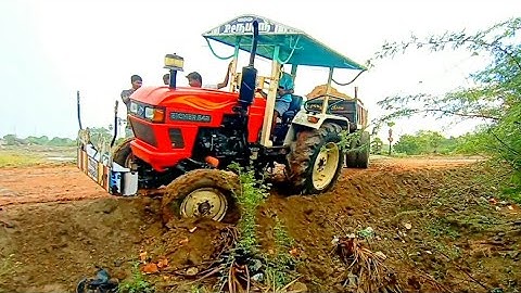 Eicher 548 fully loaded trolley stuck in mud pulling the JCB 3dx machine| tractor video | All in All