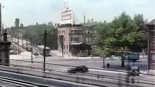 Philadelphia 1940s in color, shots from a train [60fps, Remastered] w/sound design added