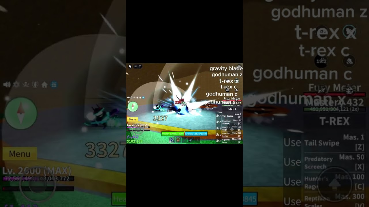 t-rex gravity cane and godhuman combo